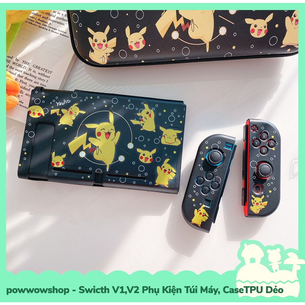 [Sẵn VN - Hỏa Tốc] Switch V1,V2 Phụ Kiện Túi Máy, Case Ốp TPU Dẻo Cho Máy Game Cầm Tay Nintendo Switch V1,V2 Black Pika