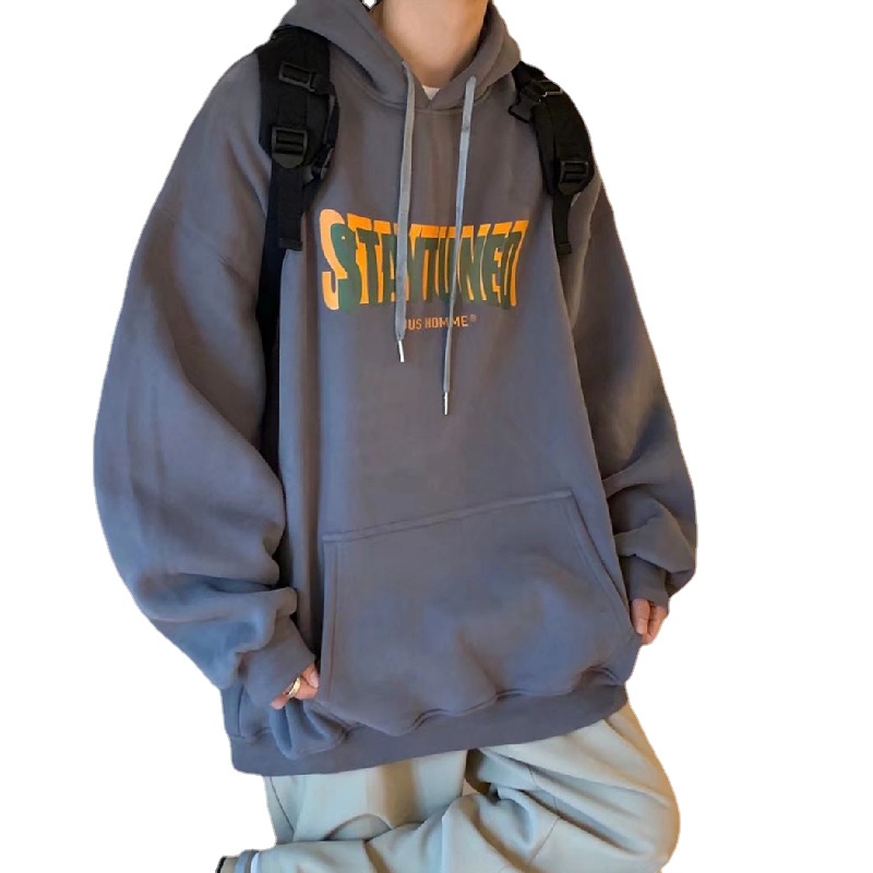 Áo hoodie Thể Thao Dáng Rộng In Chữ Phong Cách Hip Hop Đường Phố Hàn Quốc Cỡ M-5XL Cho Nam
