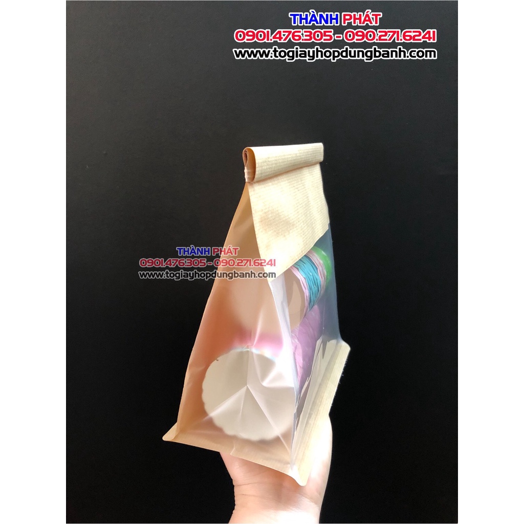 Túi giấy gấp mí lớn đựng Bánh mì, cookies, nougat