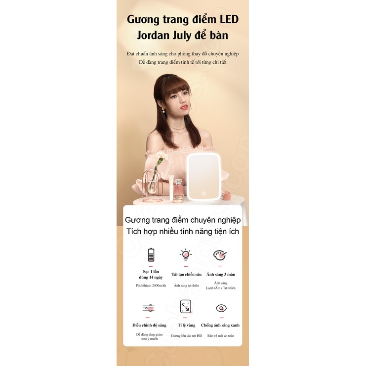 Gương trang điểm Jordan Judy NV505 Xiaomi 3 màu đèn led