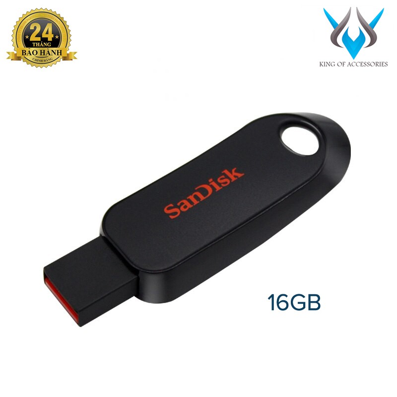 USB 2.0 Sandisk Cruzer Snap CZ62 16GB kiểu trượt (Đen)