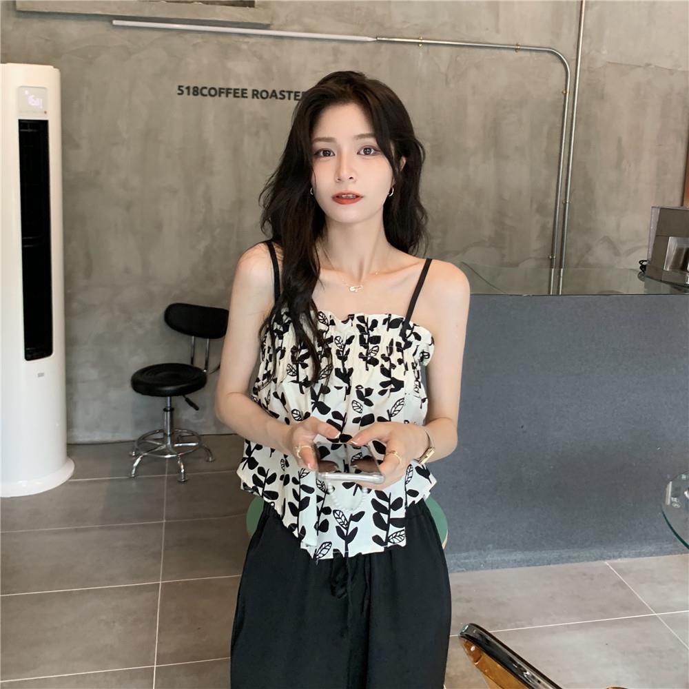 Áo Hai Dây In Họa Tiết Hoa Nhí Xinh Xắn Thời Trang Phong Cách Retro Cho Nữ