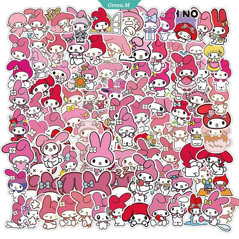 Gói 50 Miếng Dán Trang Trí Xe Hơi Hình Kuromi My Melody Cinnamoroll Kittys Sanrioed