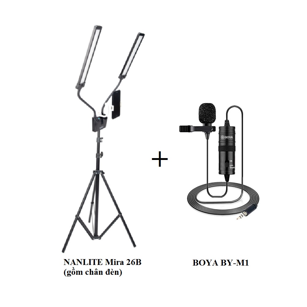 PHOTOCITY LIVESTREAM COMBO S2 - Combo Mic thu âm BOYA BY-M1 + NANLITE Mire 26B Kit