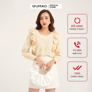 Áo sơ mi nữ phối bèo GUMAC đủ màu, đủ size, trẻ trung, thanh lịch AB190