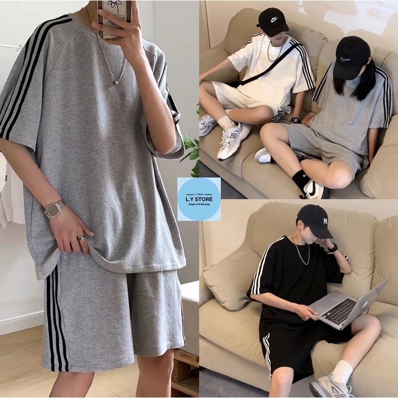 Bộ đồ cộc quần short ống rộng áo phông tay lỡ thể thao hàn quốc Ulzzang