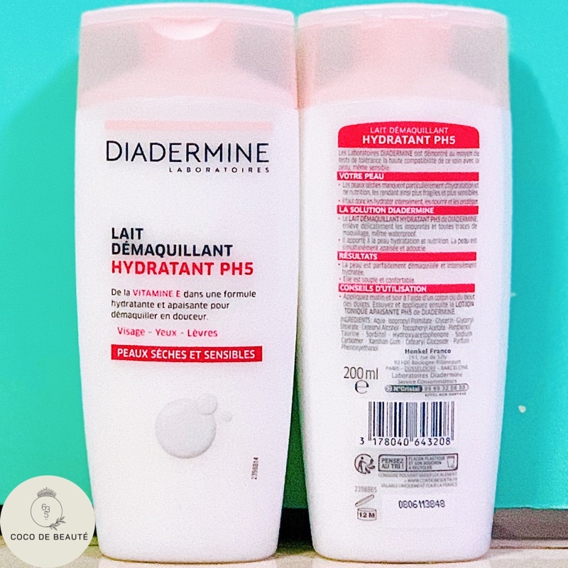 SỮA TẨY TRANG DƯỠNG ẨM DIADERMINE VỚI VITAMIN E HYDRATANT PH5 PHÁP