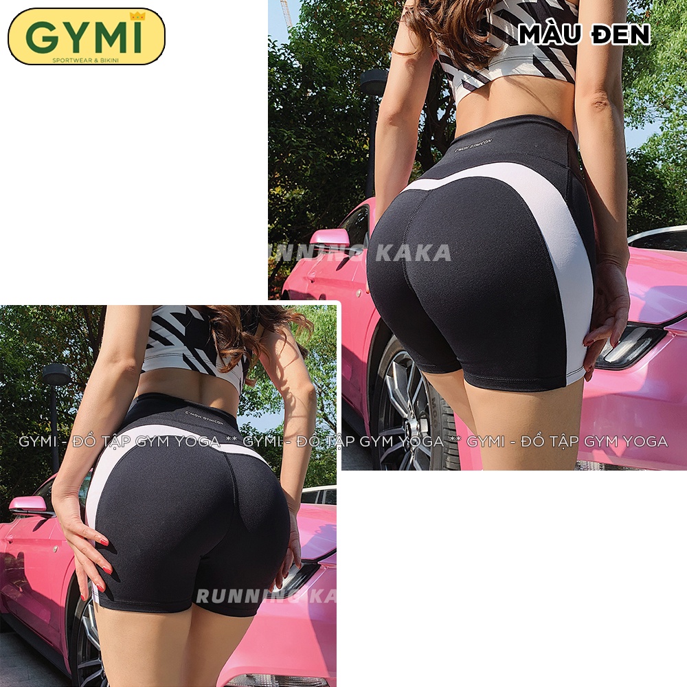 Quần tập gym yoga nữ GYMI QS19 đáng đùi short ngố biker thể thao chất liệu thun poly cao cấp co giãn nâng mông