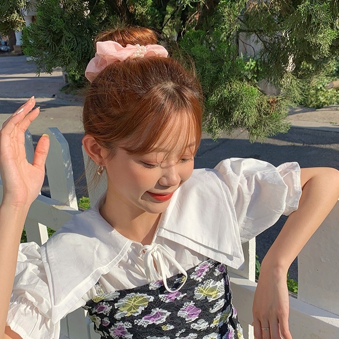 Scrunchies Cột Tóc Buộc Tóc Đính Ngọc LIN Ngọt Ngào