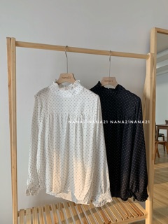 Sơ mi cổ bèo chấm bi