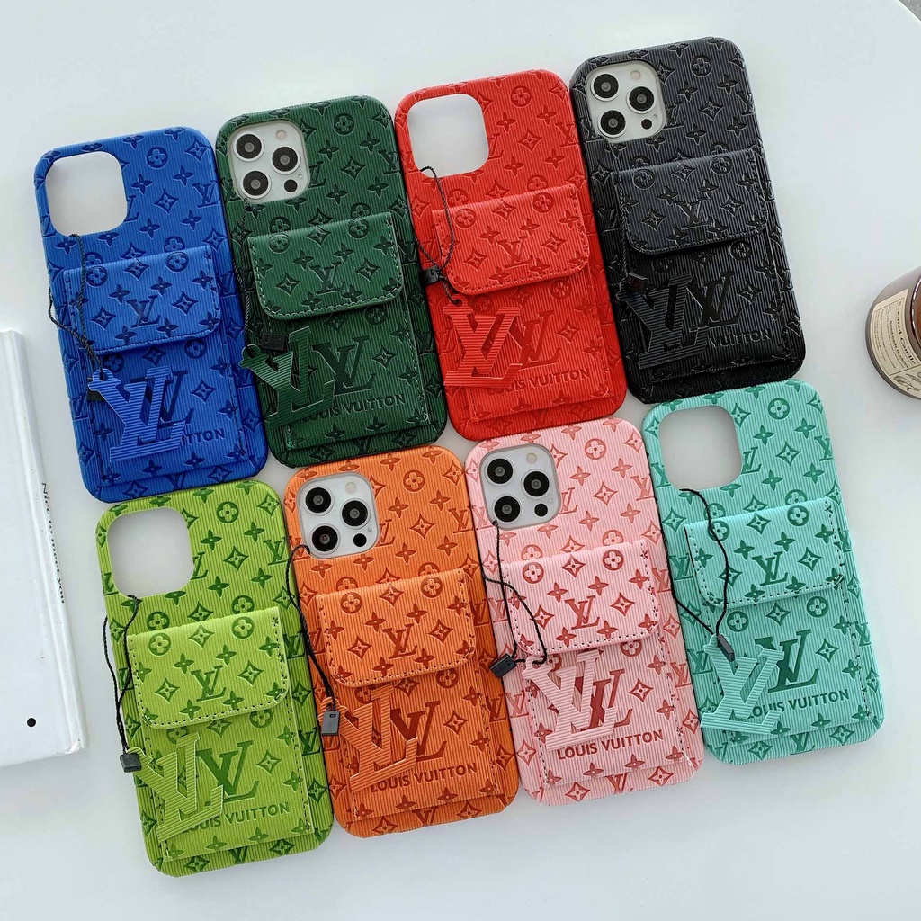 Ốp Điện Thoại Dập Nổi Chữ 3D Có Ngăn Đựng Thẻ Thời Trang Cho iPhone 13promax 12 11 xsmax xr xs 7P