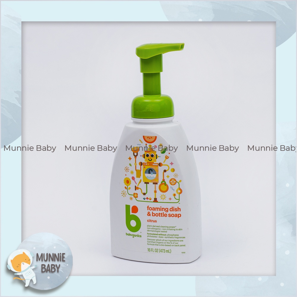 Nước rửa bình sữa Babyganics dạng bọt Chai có vòi dung tích 473ml