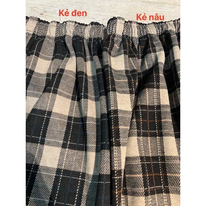 Chân váy dài, chân váy kẻ caro 2 màu đen nâu Quảng Châu -Chân váy bút chì kẻ xẻ tà | BigBuy360 - bigbuy360.vn