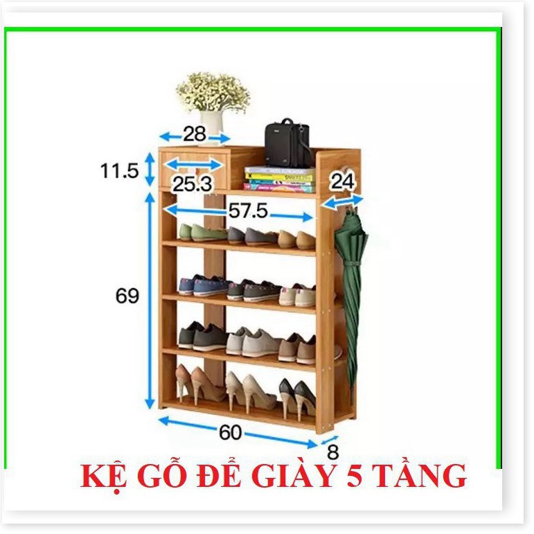 KỆ GỖ GHÉP ĐỂ GIÀY DÉP 5 TẦNG CHẮC CHẮN- GIÁ SỈ