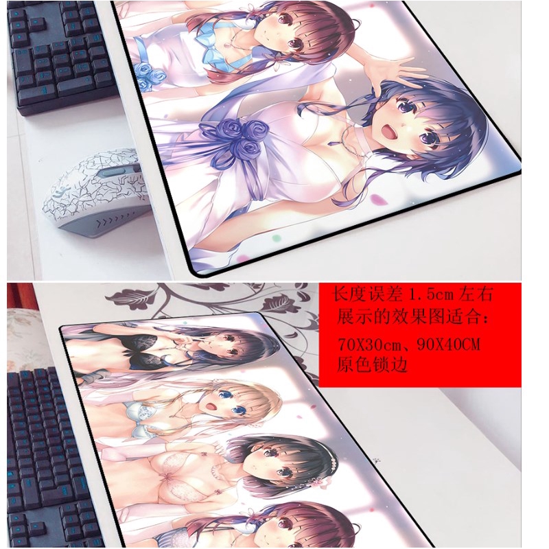 Date Big Fight Mad Three Mouse Pad 3mm Super 90x40 Thicken Tokisaki Table Mat Anime Keyboard Pad Custom