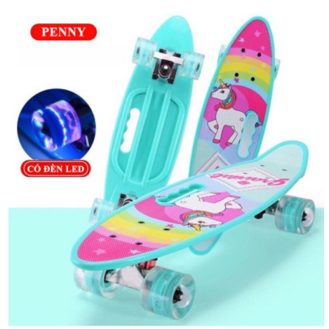 Ván Trượt Skateboard Penny 4 Bánh Đèn Led Có Tay Cầm Nhiều Màu Thỏa Mái Lựa Chọn