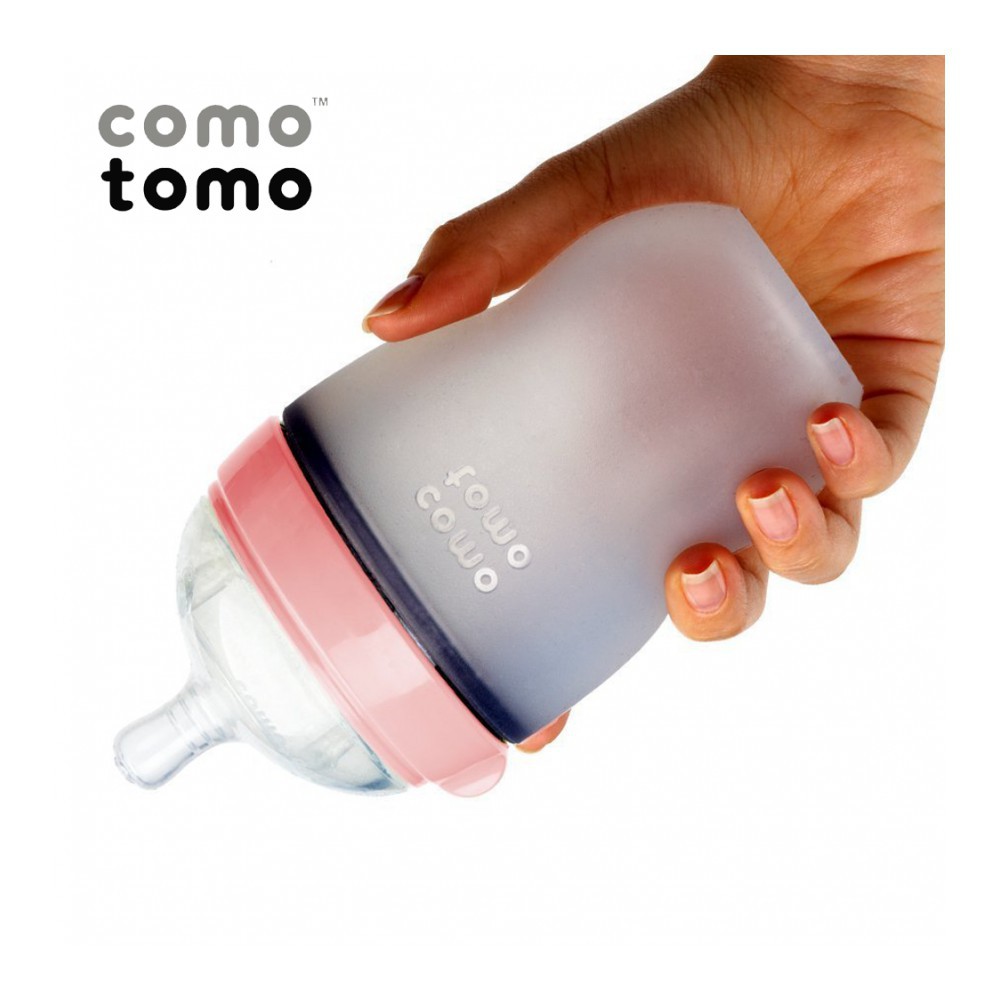 [CHÍNH HÃNG]Bộ hai bình sữa silicone Comotomo 250ml - Hồng - Combo Bán Chạy