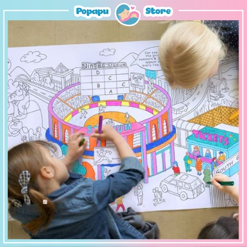 Cuộn giấy tô màu khổng lồ dài 10m, đồ chơi thảm giấy tô màu an toàn cho trẻ xuất khẩu chính hãng Mideer - Popapu store