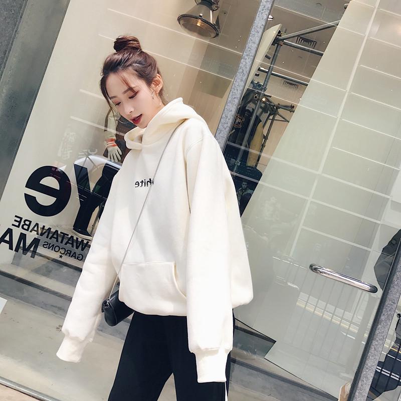 Áo Hoodie Vải Nỉ Dày Dặn Dáng Rộng Thời Trang Trẻ Trung Cho Nữ