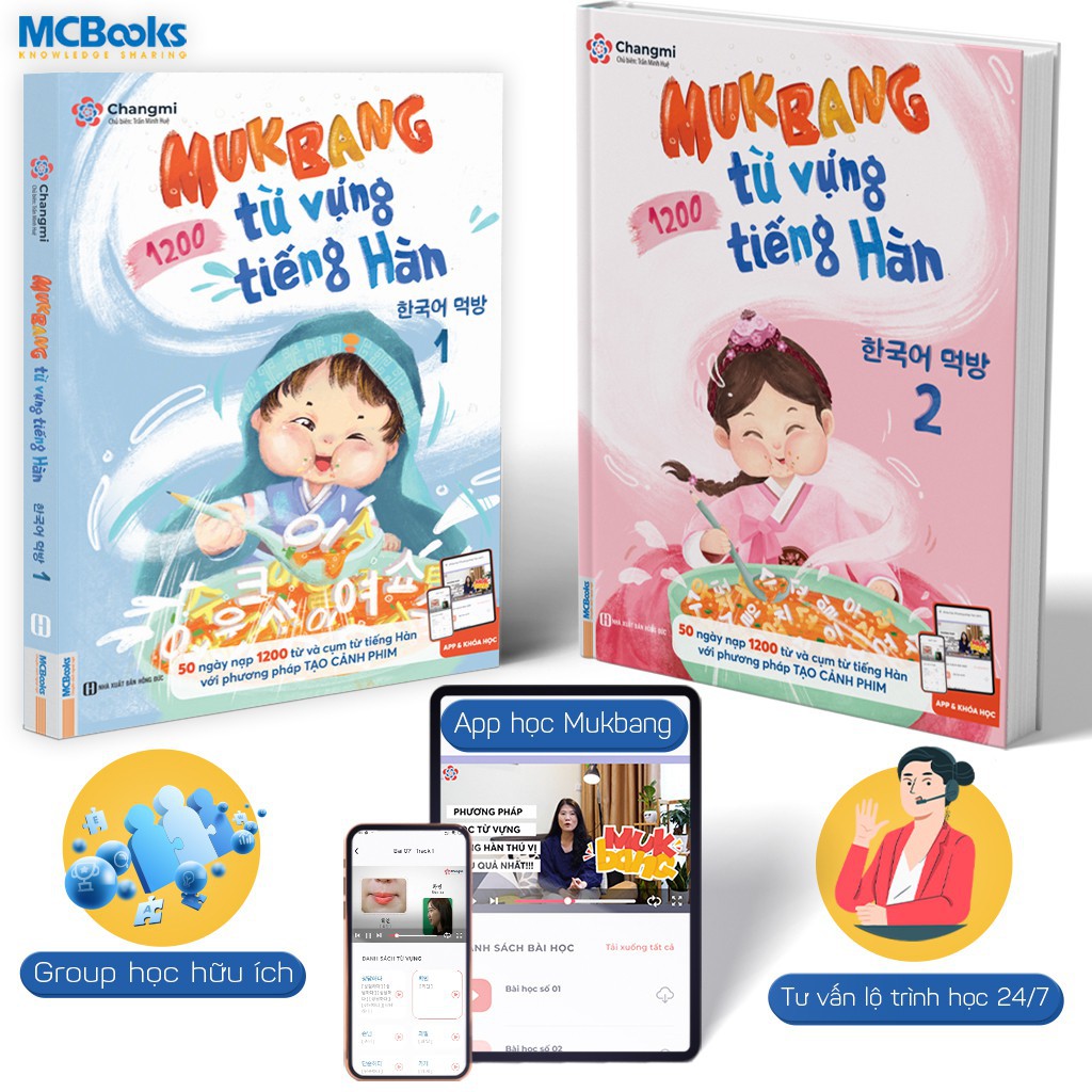 Sách MCBooks - Combo Mukbang 1200 Từ Vựng Tiếng Hàn Tổng Hợp (Trọn bộ 2 tập)