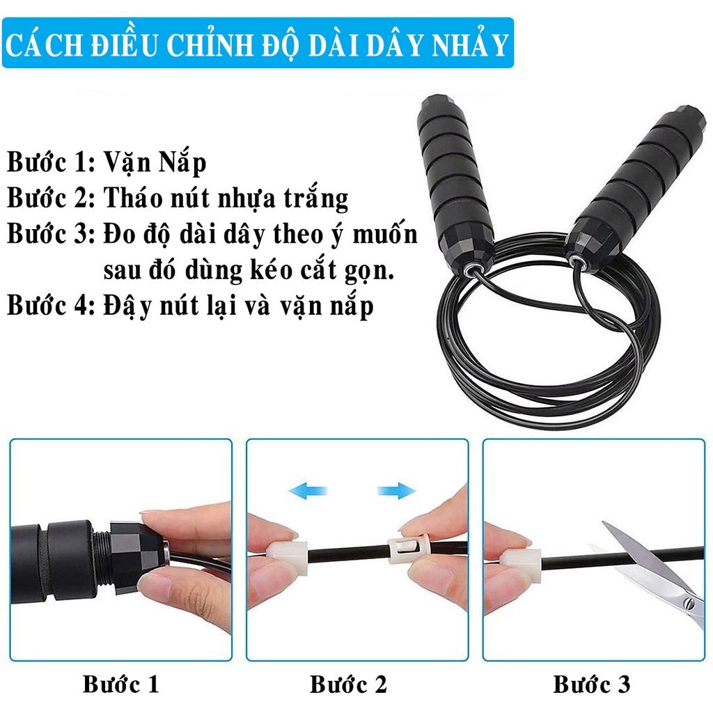 Bộ Dây Nhảy Tập Gym Đấm Bốc Boxing Lõi Thép dẻo Cao Cấp Có Thể Điều Chỉnh Độ Dài Chống Rố Chính Hãng Amalife