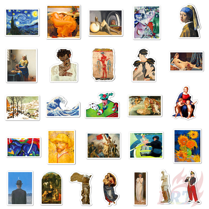 ❉ Famous Paintings & Celebrity Series 02 Van Gogh Mona Lisa Oil Painting Art Stickers ❉ 52Pcs/Set DIY Fashion Decals Doodle Stickers