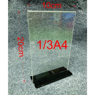 Kệ Mica 1/3A4 / Menu Mica 10 x 20cm - Đế lùa hiển thị 02 mặt