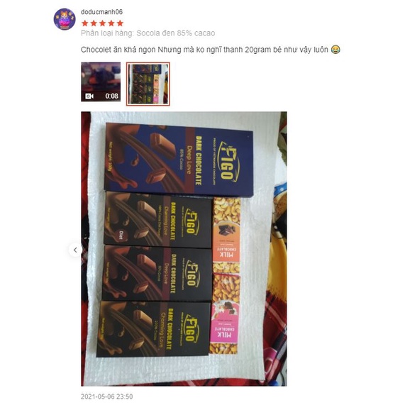 [Chính hãng] Dark Chocolate 85% Cacao FIGO, Socola đen đắng 85% Cacao giảm cân Figo, ăn Keto, DAS thanh 100gr