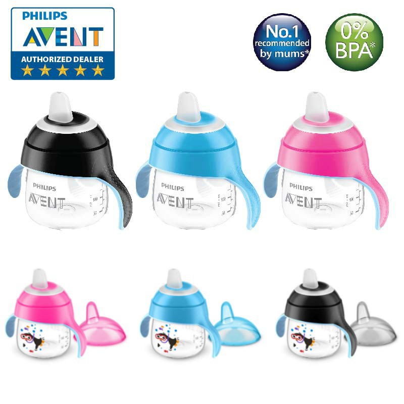 Bình tập uống nước Avent 200ml  [ 100% chính hãng] dành cho bé  từ 6 tháng tuổi hình chim cánh cụt dễ thương