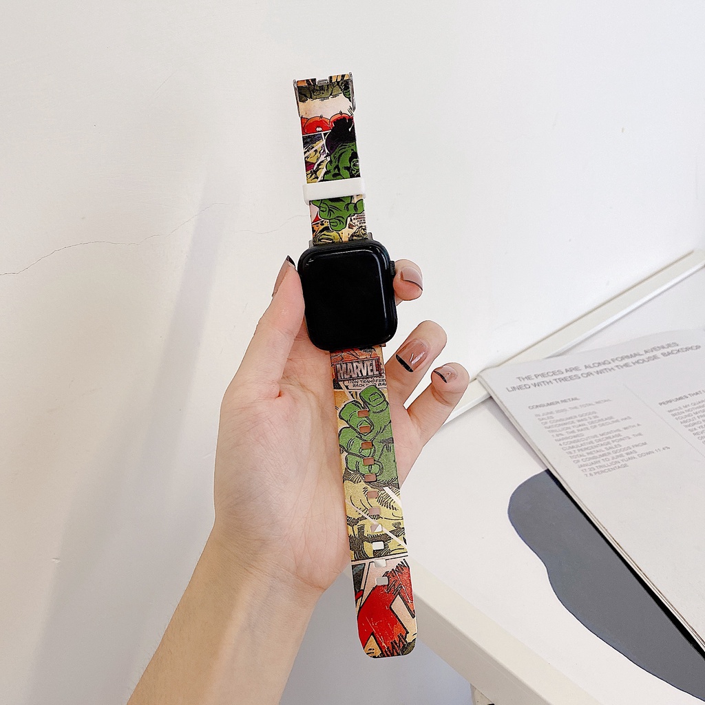 Dây Đeo Đồng Hồ Bằng TPU Mềm In Hoạt Hình Cho iwatch series 7 6 SE 5 4 3 2 1 41mm 45mm 44mm 40mm 42mm 38mm
