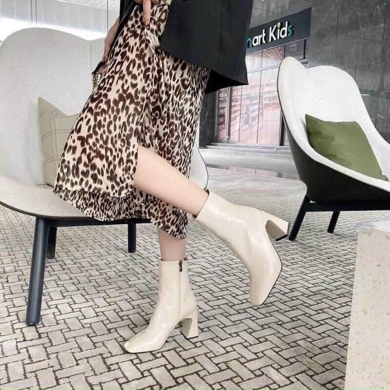 Bốt nữ da mềm khóa sườn cao cấp ,-Boot cao cổ đế vuông thời trang mùa đông | BigBuy360 - bigbuy360.vn