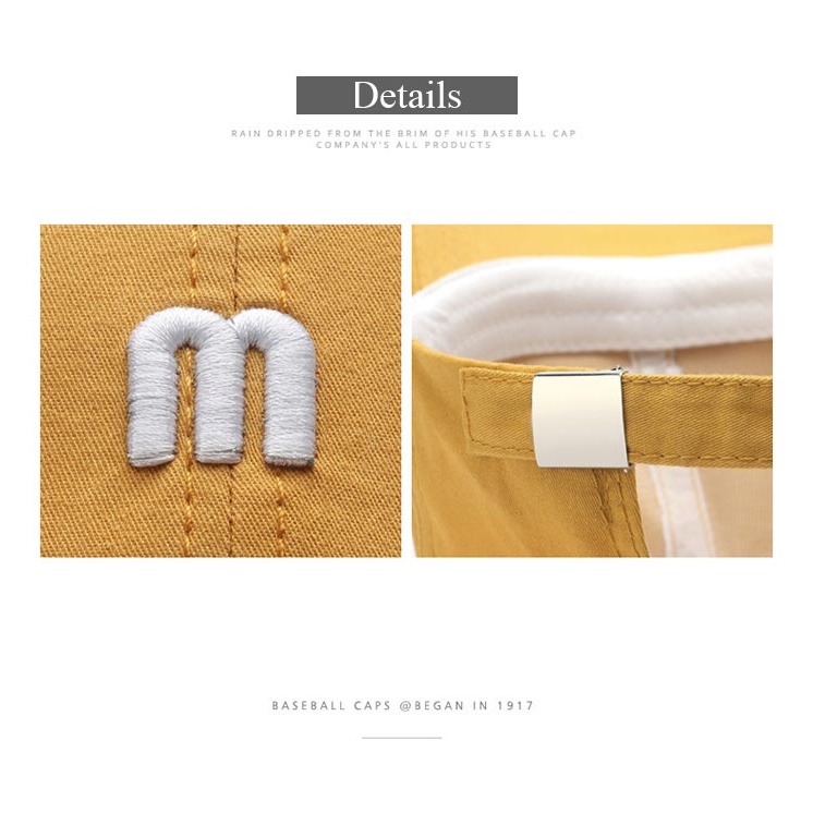 Mũ lưỡi trai cotton thêu chữ M phong cách cổ điển thời trang cho nam nữ