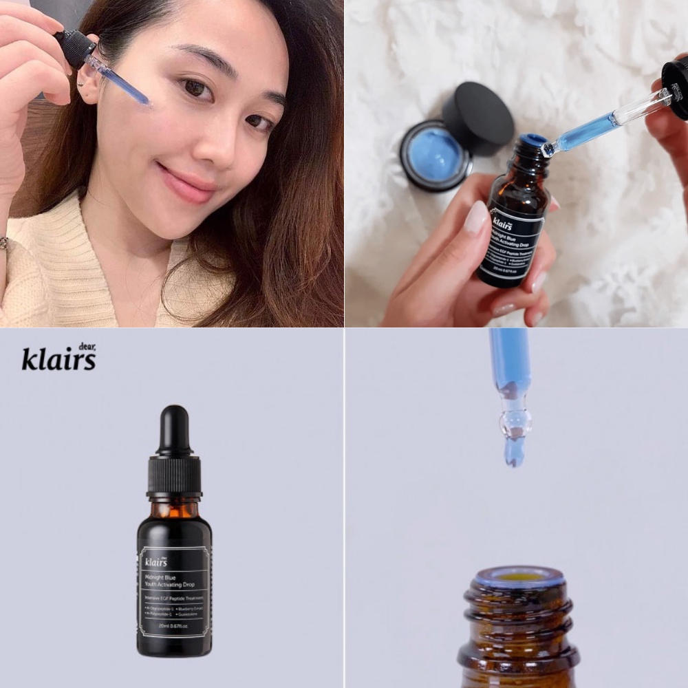 Serum Klairs Midnight Blue Youth Activating Drop 20ml giúp dưỡng ẩm phục hồi da ban đêm