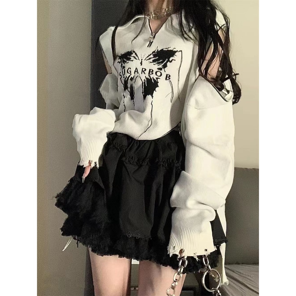 Áo Sweater Cổ Polo Có Khóa Kéo Lệch Tà Kiểu Hàn Quốc Thời Trang Thu Đông Cho Nữ