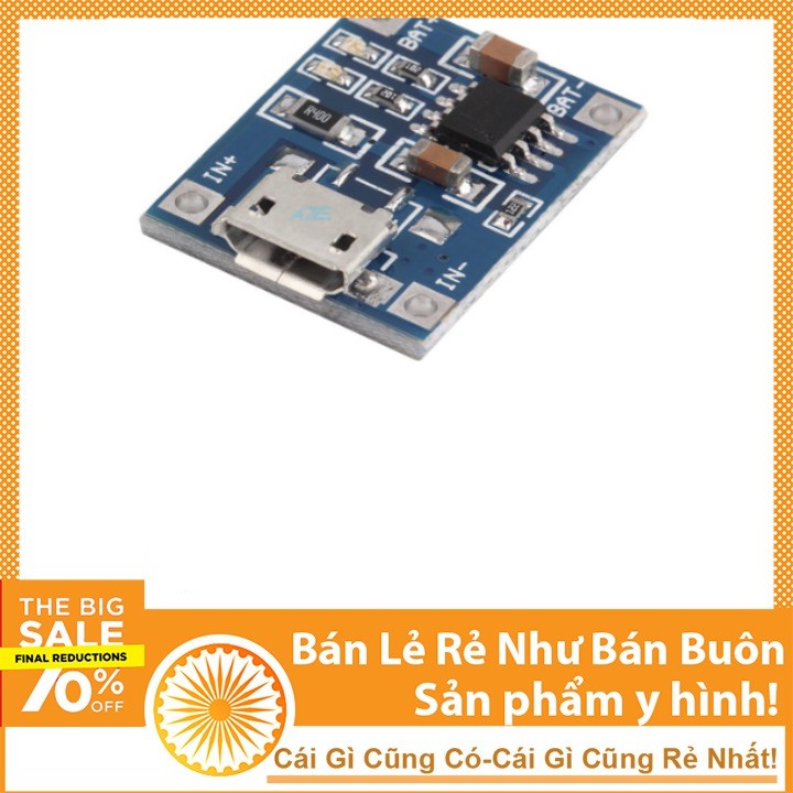 Mạch sạc pin lithium-ion 18650 3.7V TP4056 micro USB - 5B1