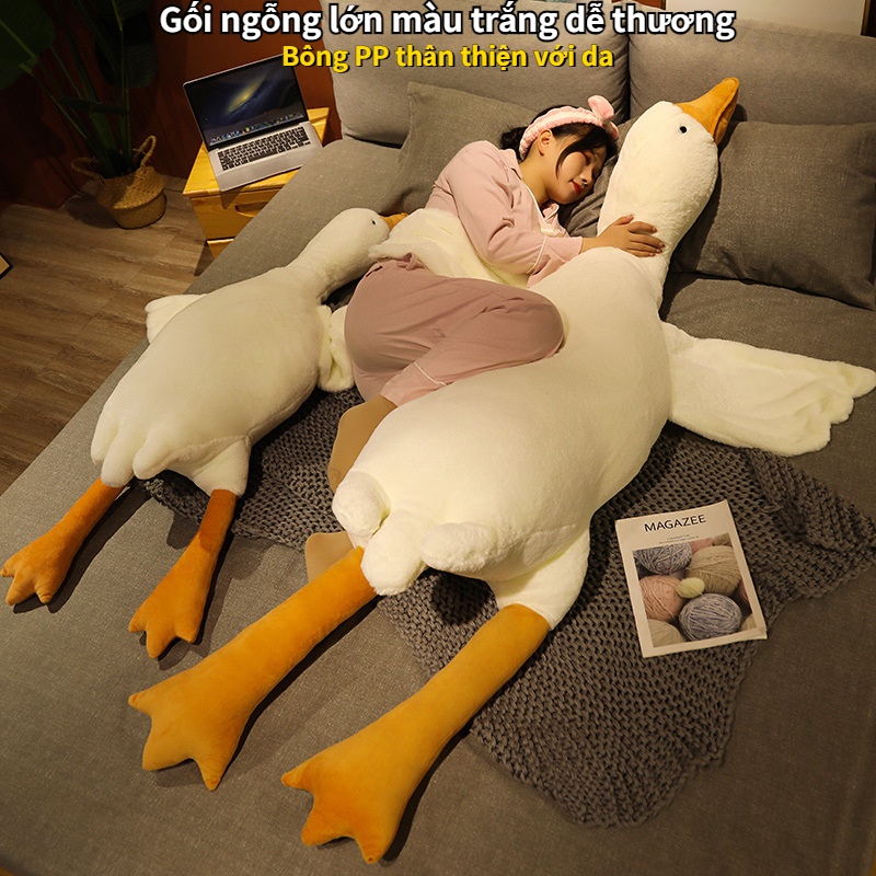 Thú nhồi bông ngỗng trắng lớn gấu ôm cho bé Gấu bông hình ngỗng ôm ngủ hình dáng dễ thương có thể làm quà tặng