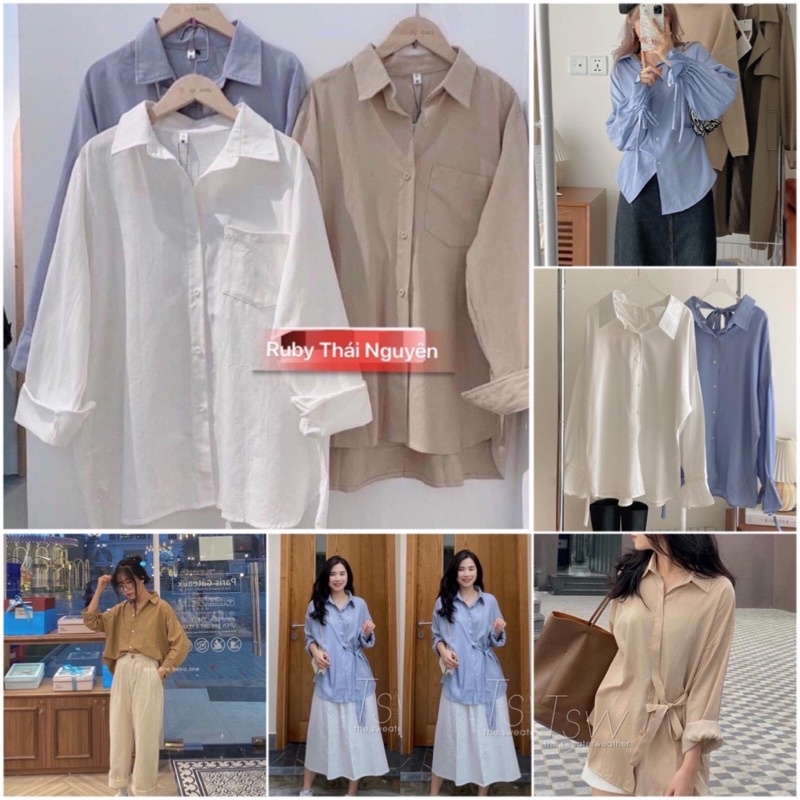 Áo Sơ Mi Trơn Tay Dài 1 Túi Ulzang Basic Nhiều Màu