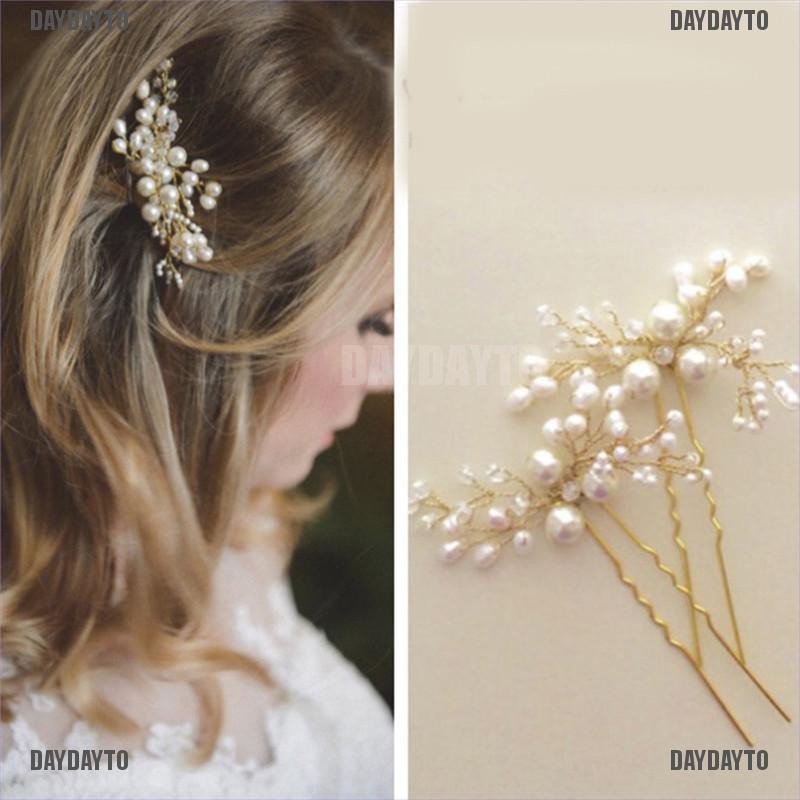 Lược Cài Tóc Hình Hoa Đính Ngọc Trai Nhân Tạo Cho Cô Dâu
