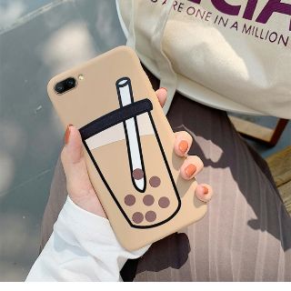 Ốp lưng Silicon hình ly trà sữa trân châu dành cho điện thoại IPhone 6/6s/7/8 Plus