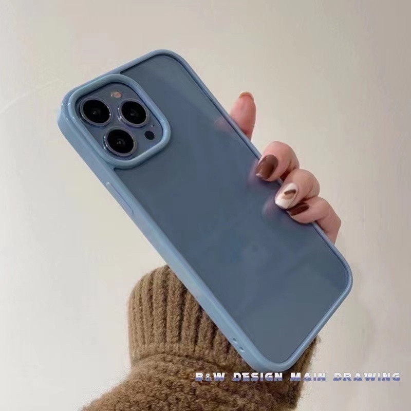 Ốp Điện Thoại Mềm Trong Suốt Viền Màu Trơn Đơn Giản Sang Trọng Cho iPhone 13 12 11 Pro MAX IX XS MAX XR 7 8 Plus