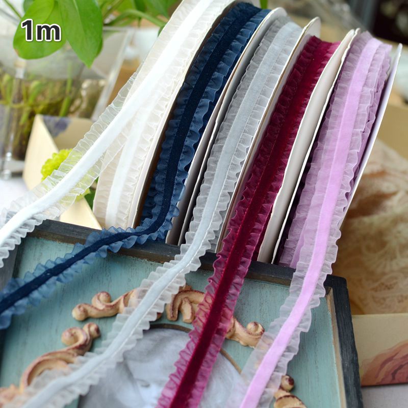 Cuộn Dây Ruy Băng 1m Bằng Vải Nhung Co Giãn Trang Trí Vòng Cổ