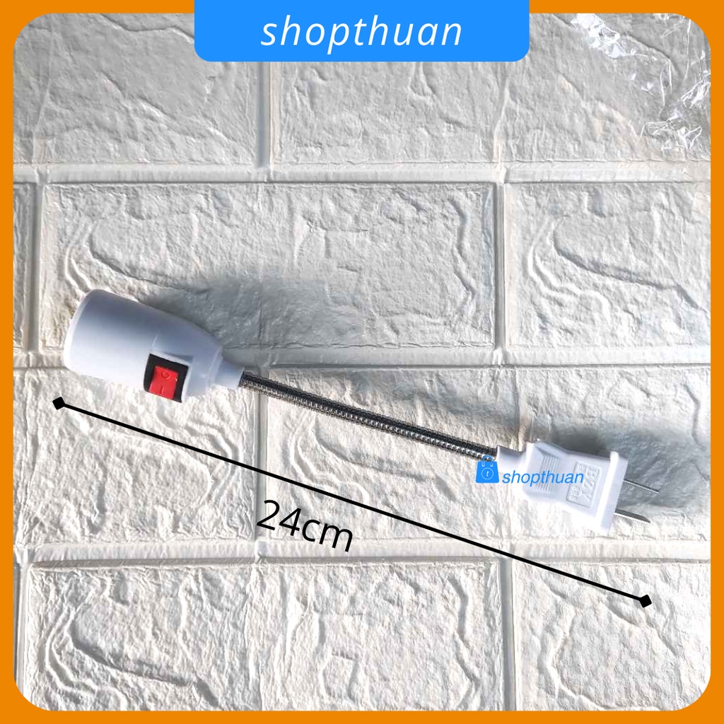 Đuôi đèn dây lò xo có công tắc có phích cắm, đuôi đèn E27