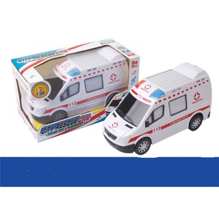 ( FREE SHIP) Xe cấp cứu có đèn phát nhạc như ngoài đời, có độ bền cực cao màu sắc đẹp - Xe cứu thương dùng pin