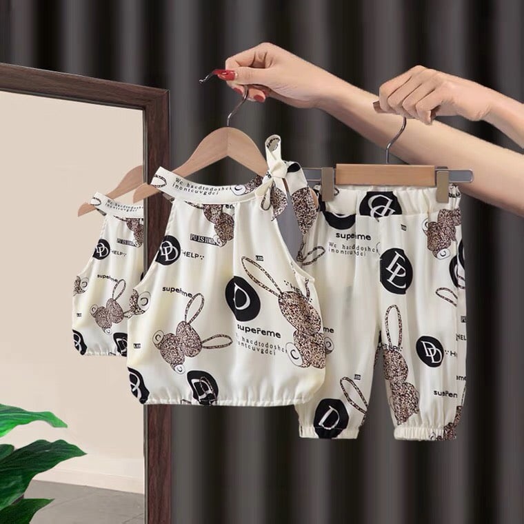 Bộ áo yếm 2 màu cho bé gái