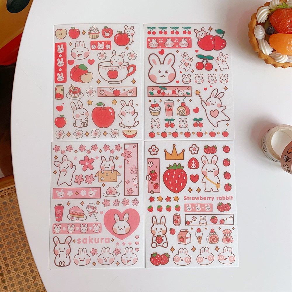 Set sticker decal hình dán trang trí thỏ gấu vũ trụ 4 tấm ♥️ URI DECOR ♥️