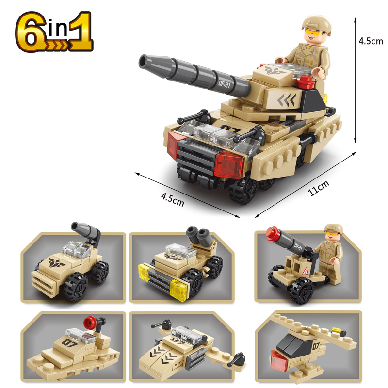 LEGO Đồ Chơi Lắp Ráp Mô Hình Xe Tăng Quân Đội 6 Trong 1 Diy Cho Bé