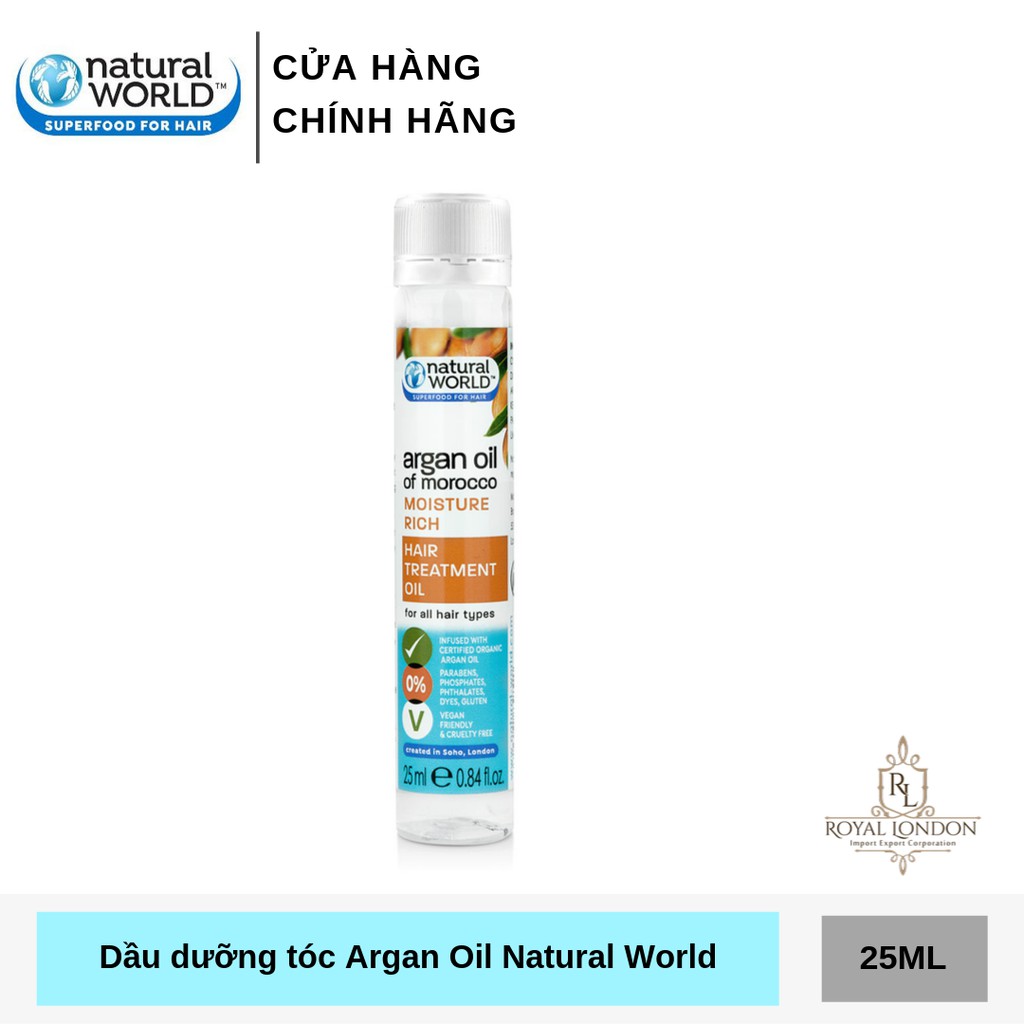 Dầu dưỡng tóc Argan oil of Morocco NATURAL WORLD 25ml