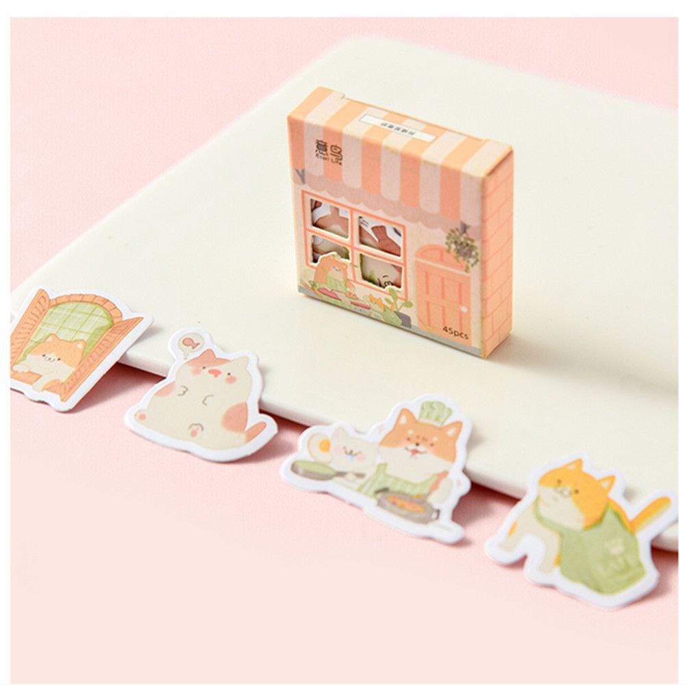 Hộp 45 miếng dán hình ngôi nhà trang trí sổ tay/ nhật ký dễ thương