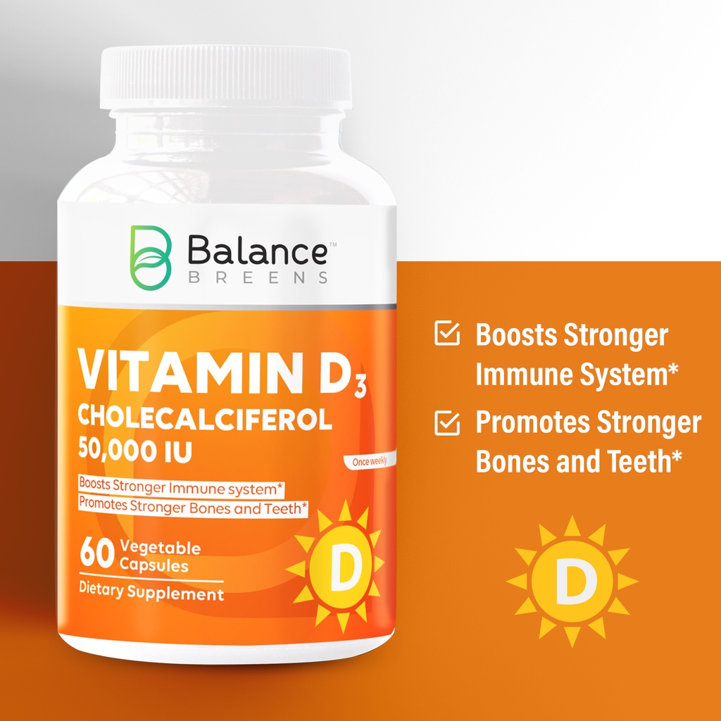 Organic Vitamin D3 High Potency 50.000 IU - 60 viên Mỹ - Tăng sức đề kháng, giúp xương và răng chắc khỏe