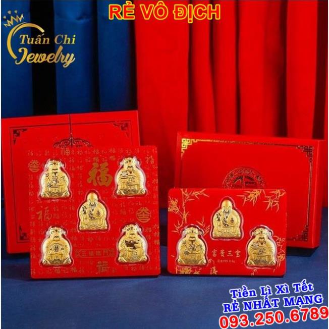 ⚡LOẠI 1⚡Bộ Thần Tài Ngũ Phúc Lâm Môn Mạ Vàng 24k Cấp, Quà Tết Sang Trọng Và Đẳng Cấp, Tặng Hộp Nhưng Túi Đỏ Xịn